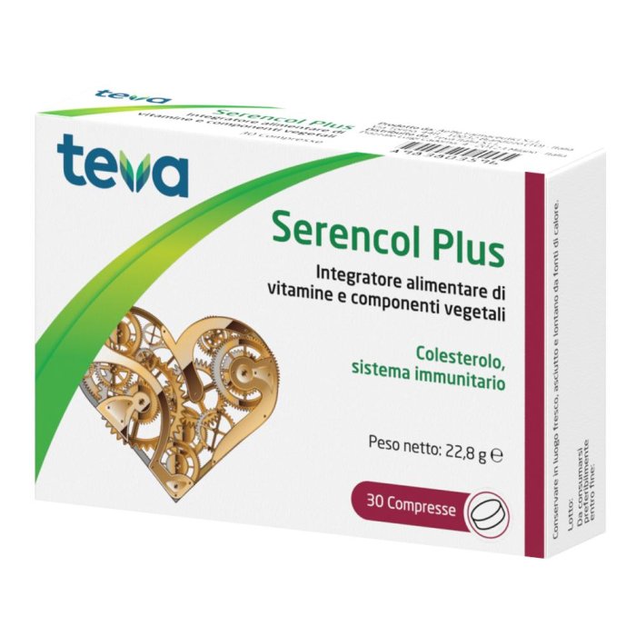 Serencol Plus 30 compresse Teva - integratore con monacolina K per metabolismo del colesterolo