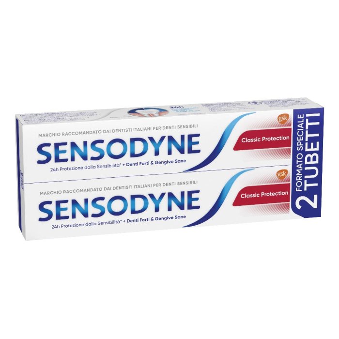 Sensodyne Classico Protection Dentifricio Denti Forti Gengive Sane 2x75ml