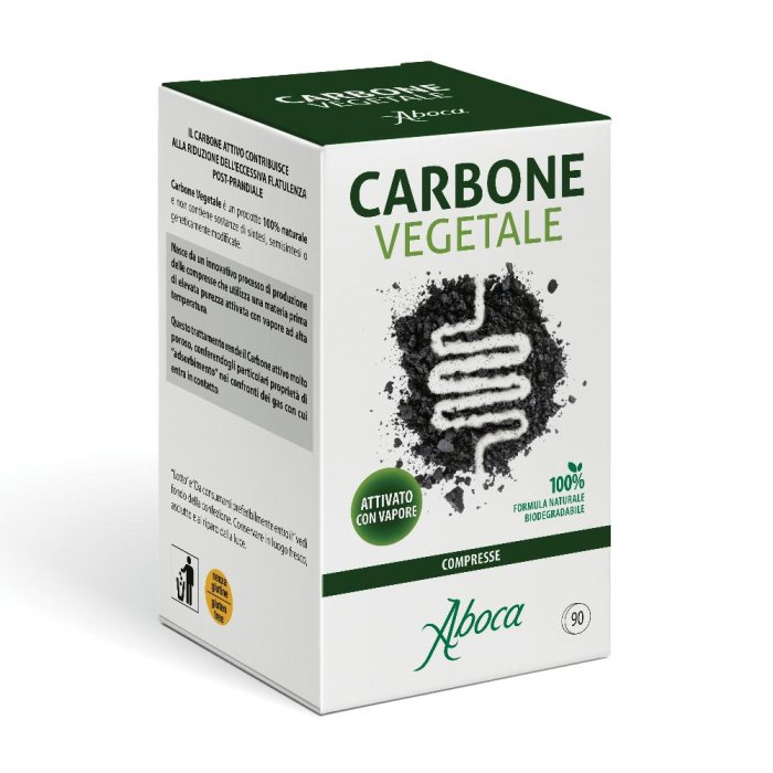 Aboca Carbone Vegetale 90 Compresse Integratore per Gonfiore Addominale e Gas Intestinali