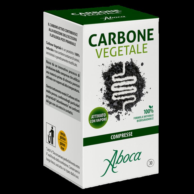 Aboca Carbone Vegetale 30 Compresse | Integratore Naturale per Gonfiore Addominale e Gas Intestinali