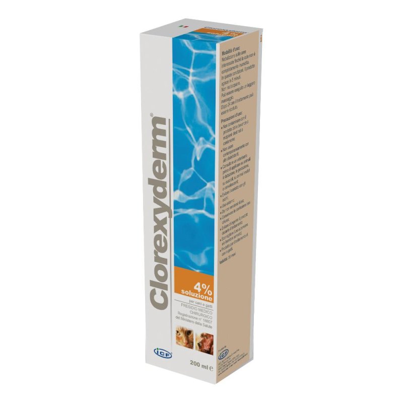 Clorexyderm Soluzione 4 Percento 200 ml - disinfettante cutaneo a base di clorexidina per cani e gatti