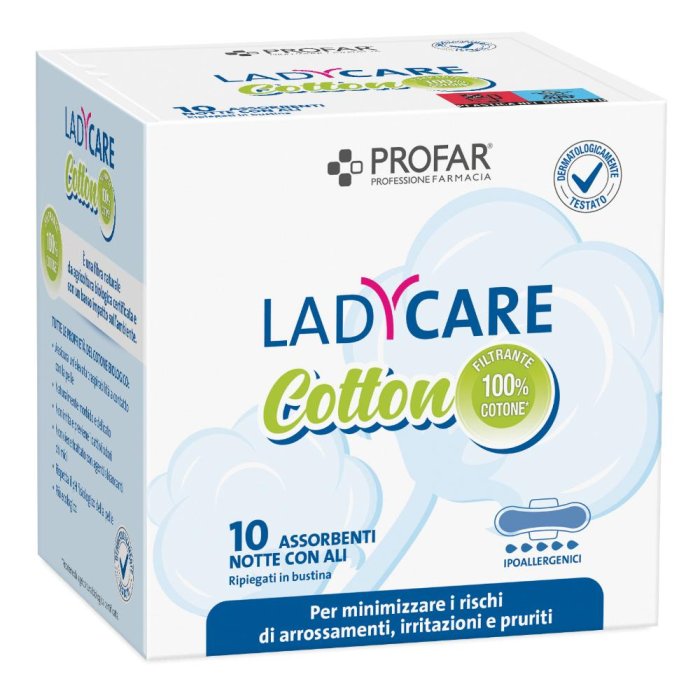 Profar Ladycare - Cotton Assorbenti con Ali notte 10 assorbenti
