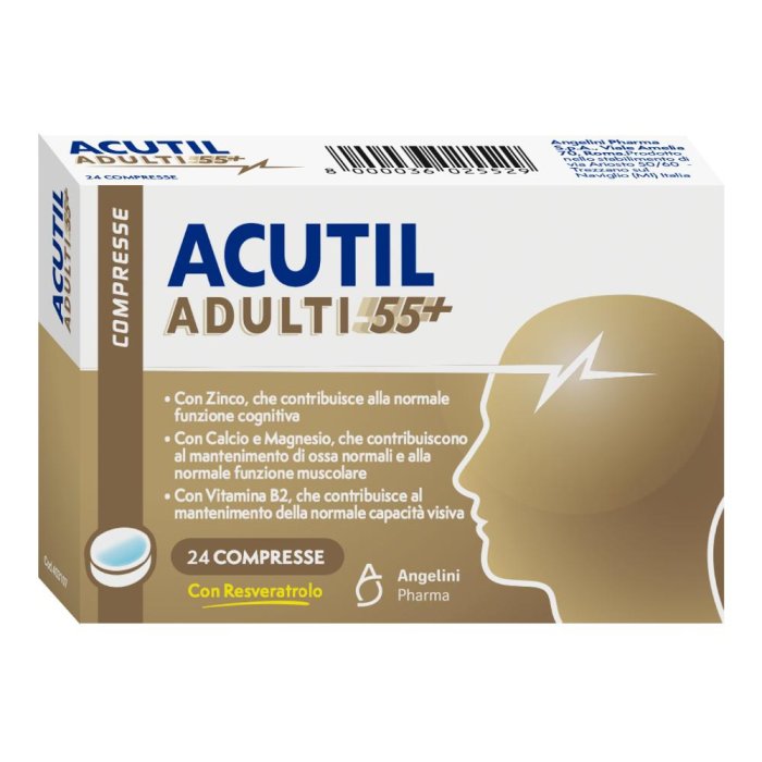 Acutil Adulti 55+ Integratore Alimentare Mente Ossa e Muscoli, 24 compresse