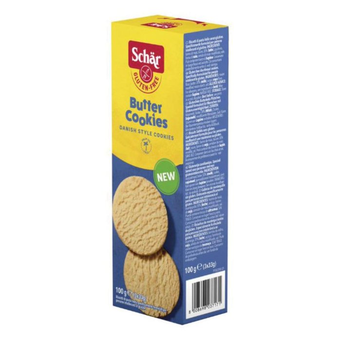 Schar Butter Cookies Biscotti al burro Senza Glutine, 3 x 33g
