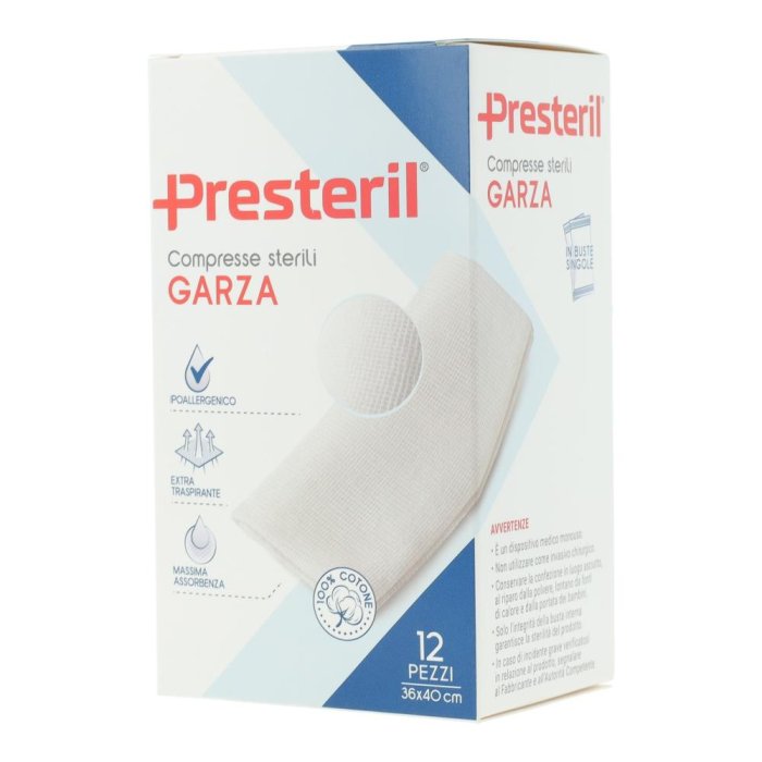 Medipresteril Compresse Di Garza Sterili 36x40 12/8 fili 12 pezzi