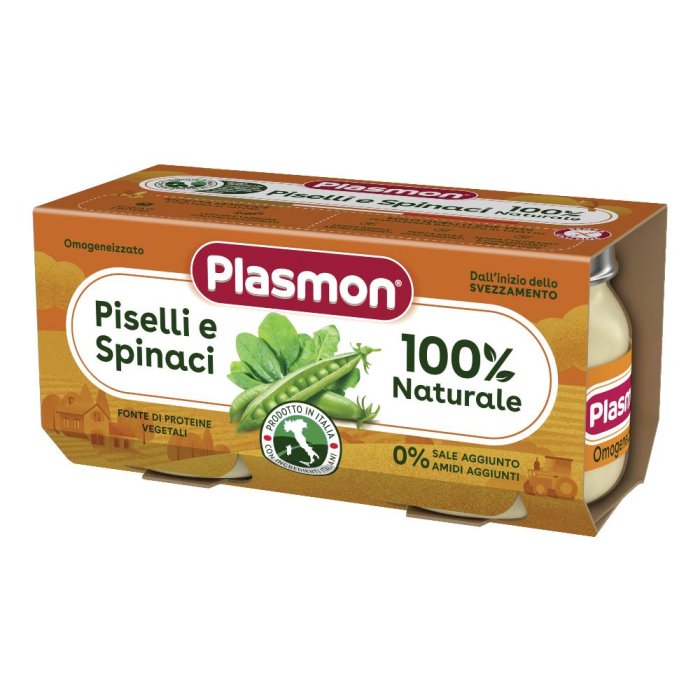 Plasmon omogeneizzato piselli e spinaci 2x80 g - omogeneizzato di verdure per bambini
