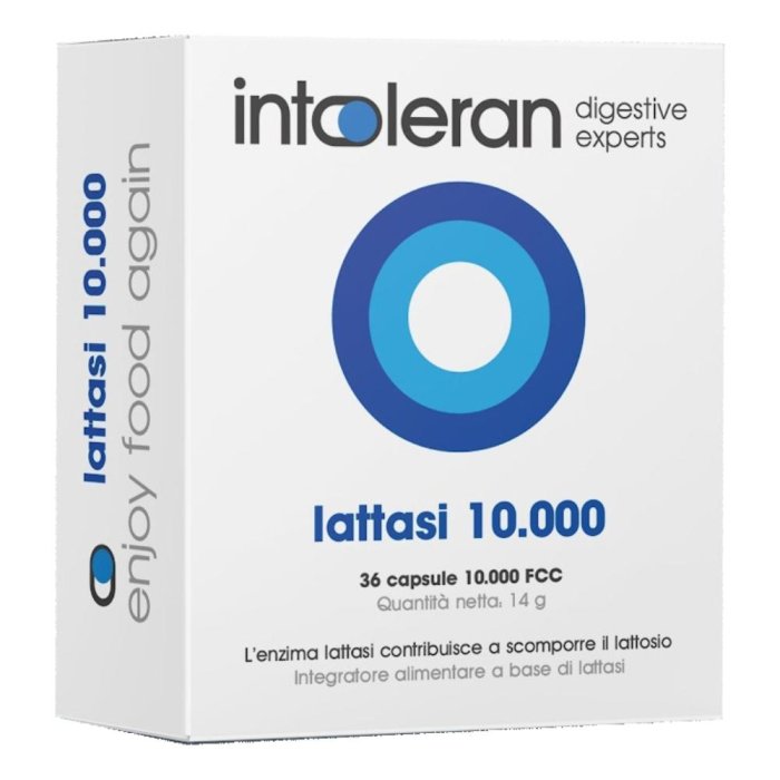 Intoleran Lattasi 10000 36 Capsule Enzimatiche per Intolleranza al Lattosio Integratore Senza Lattosio