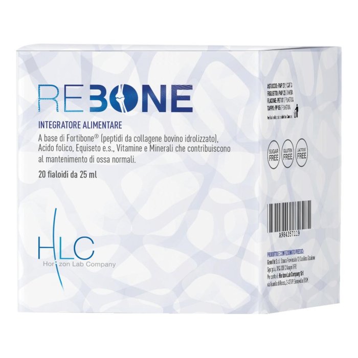 Rebone 20 fiale 25 ml: integratore per ossa e articolazioni con collagene e acido folico