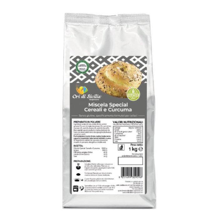 Ori di Sicilia Mix Cereali alla Curcuma 1 chilogrammo – Preparato per Pane, Pizza e Focaccia ai Cereali