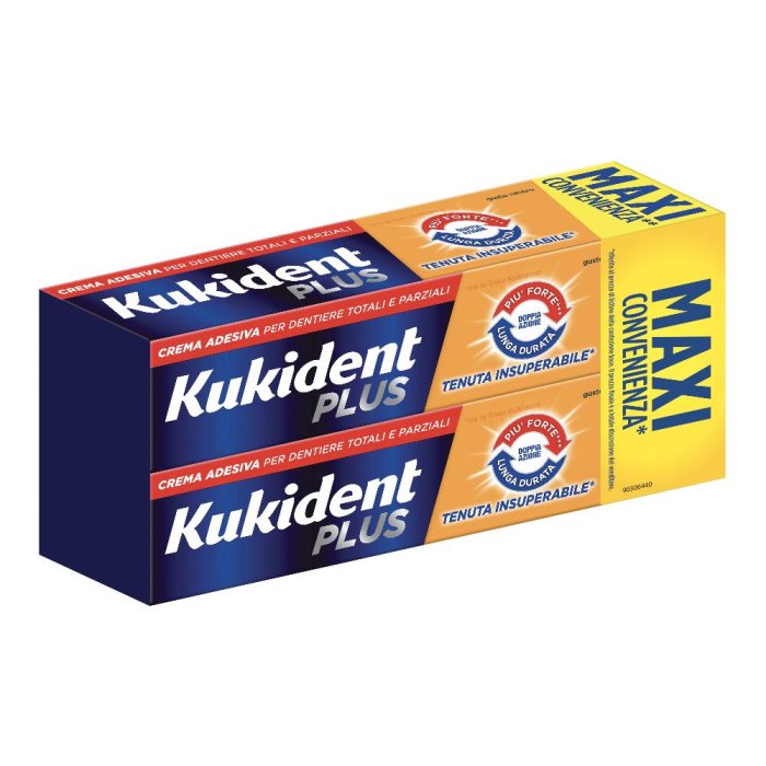 Kukident Plus Doppia Azione 2x65g: Adesivo Protesi Efficace