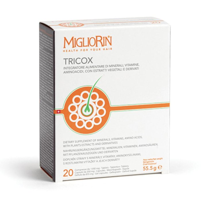  Tricox Nuova Formula Integratore Capelli 20 Tavolette + 20 Gellule+ 20 Capsule