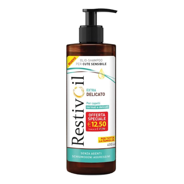 Restivoil Extra Delicato Olio-Shampoo Per Cute Sensibile Capelli Delicati, 400Ml