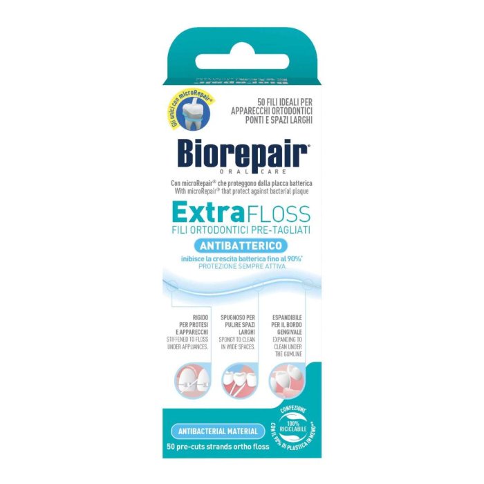 Biorepair Extra Floss Fili Interdentali Ortodontici Pre-Tagliati 50 fili