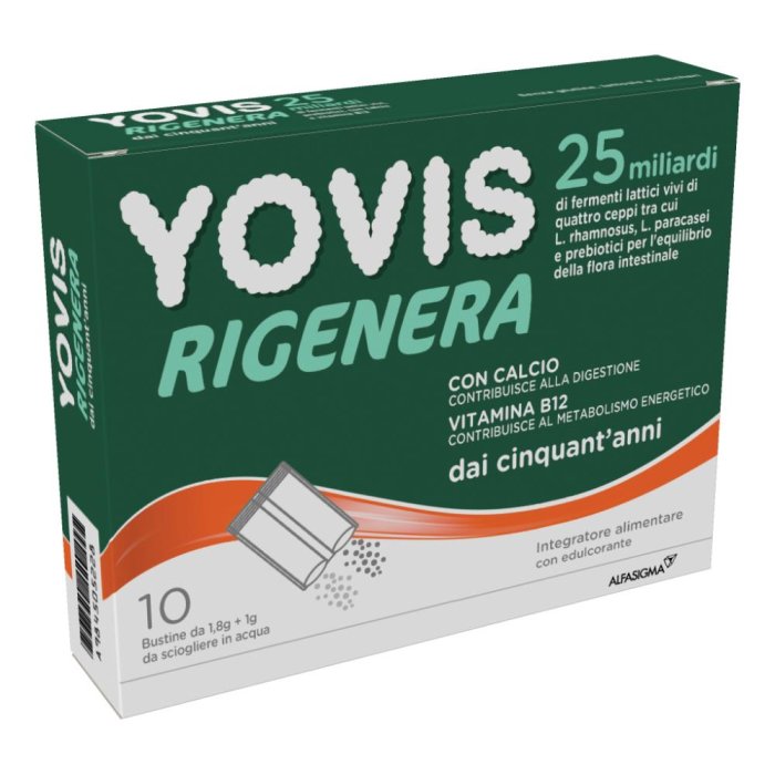 Yovis Rigenera 50+ Integratore Fermenti Lattici 50 Anni in Su Gusto Mango e Ananas 10 Bustine