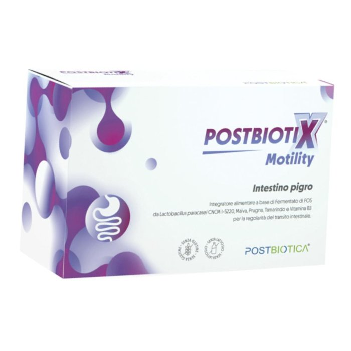 Postbiotix Motility 14 Stick - integratore postbiotico per intestino pigro con malva prugna e tamarindo