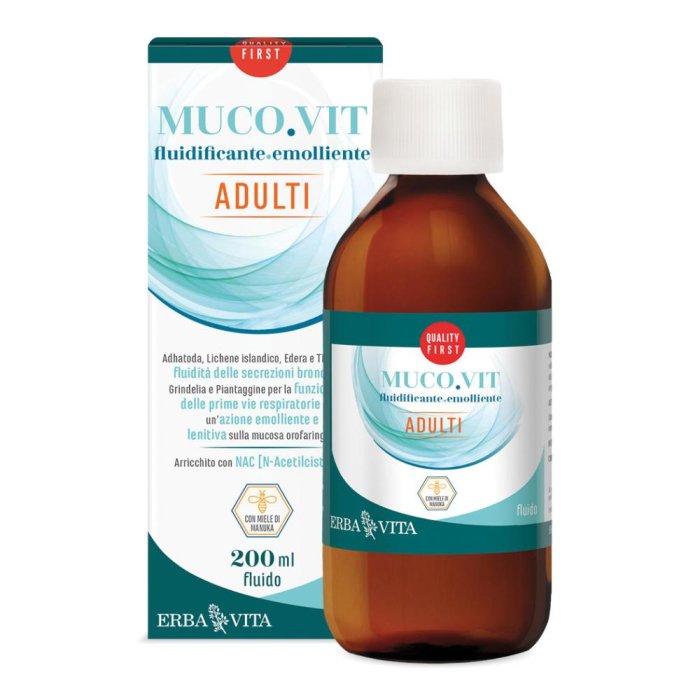 Erba Vita Mucovit Fluido Adulti Integratore Vie Respiratorie 200ml