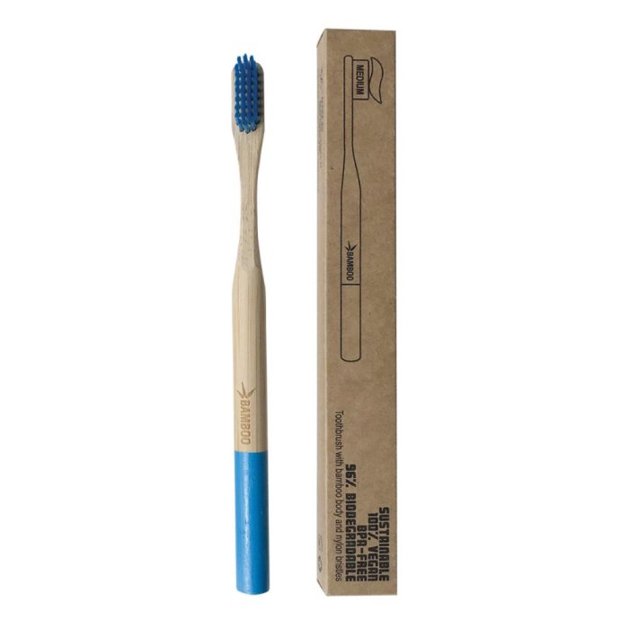 Spazzolino bamboo hard blu - spazzolino da denti in bambù setole dure