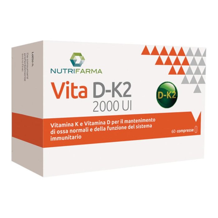 Nutrifarma Vita D-K2 2000 UI Integratore Sistema Immunitario e Ossa 60 compresse