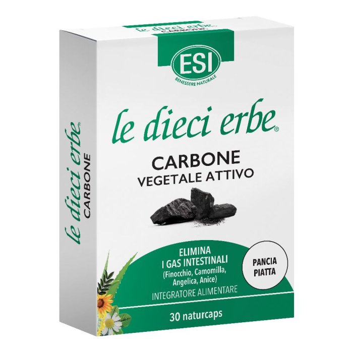 Le Dieci Erbe Carbone Integratore Naturale per Regolarità Intestinale e Gonfiore Addominale 30 Capsule