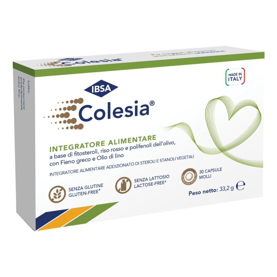 Colesia Soft Gel 30 capsule integratore per colesterolo e cuore - IBSA Colesia Soft Gel 30 capsule integratore per colesterolo e cuore - IBSA