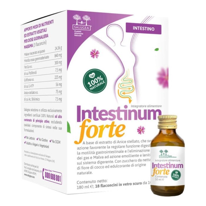 Intestinum Forte Salugea Integratore per Intestino e Flora Batterica – 18 Flaconcini Orali