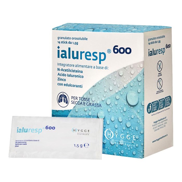 Ialuresp 600 Granulato in Stick Orali 14 Bustine Integratore a Base di Acido Ialuronico per il Benessere delle Vie Respiratorie