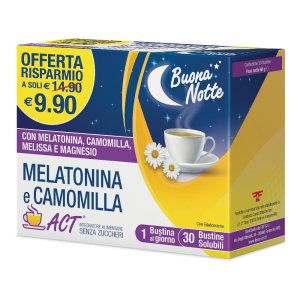 Melatonina e Camomilla ACT 30 bustine: integratore naturale per il sonno e il rilassamento
