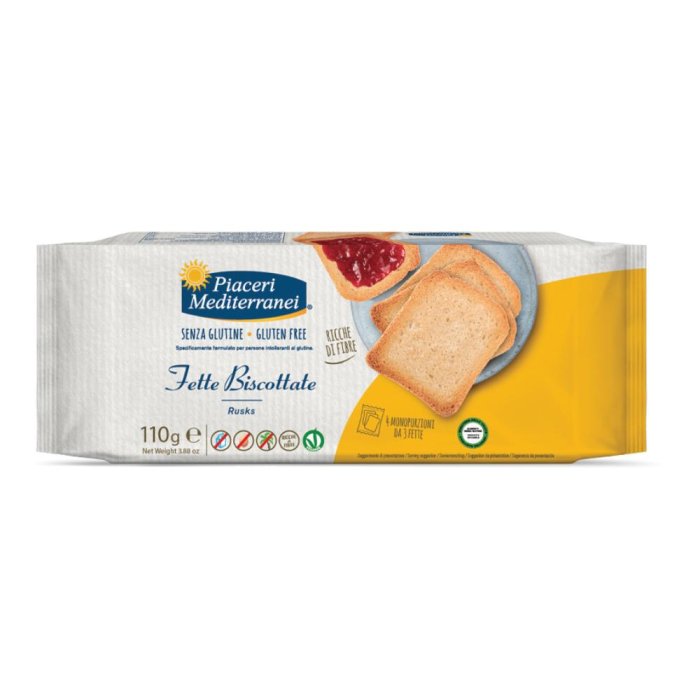Piaceri Mediterranei - Fette Biscottate Senza Glutine Confezione 110 Gr