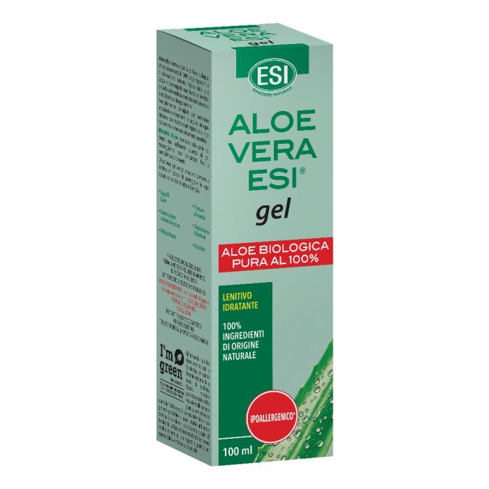 ESI Aloe Vera Gel Puro 100 Millilitri Lenitivo Idratante per Pelle Secca e Irritata