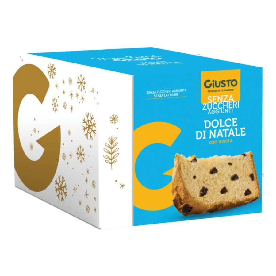 Giusto Panettone Senza Zuccheri Aggiunti con Uvetta 600 g Dolce di Natale da Forno