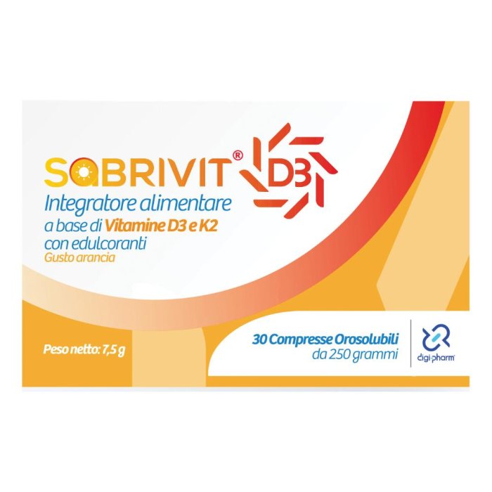 Sabrivit Vitamina D3 Integratore Alimentare 30 Compresse per Sistema Immunitario e Salute di Ossa e Denti