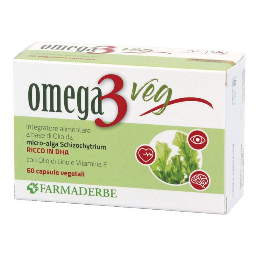 Farmaderbe Omega3 Veg Integratore di DHA Metabolismo Lipidi 60 Capsule Vegetali