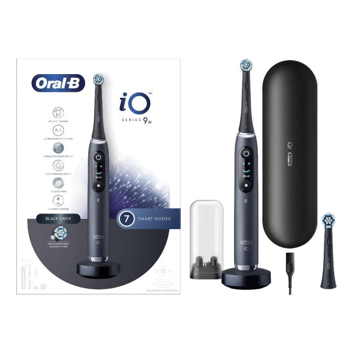 Oral-B iO Serie 9N spazzolino nero elettrico con custodia e 2 testine di ricambio