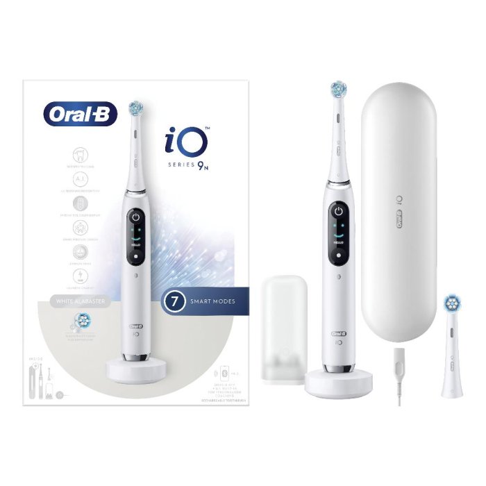 Oral-B iO - 9S Spazzolino Elettrico Ricaricabile Bianco con Tecnologia Magnetica