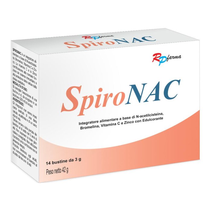 Spironac Integratore Alimentare Mucolitico per Vie Respiratorie con N Acetilcisteina 14 Bustine Orali