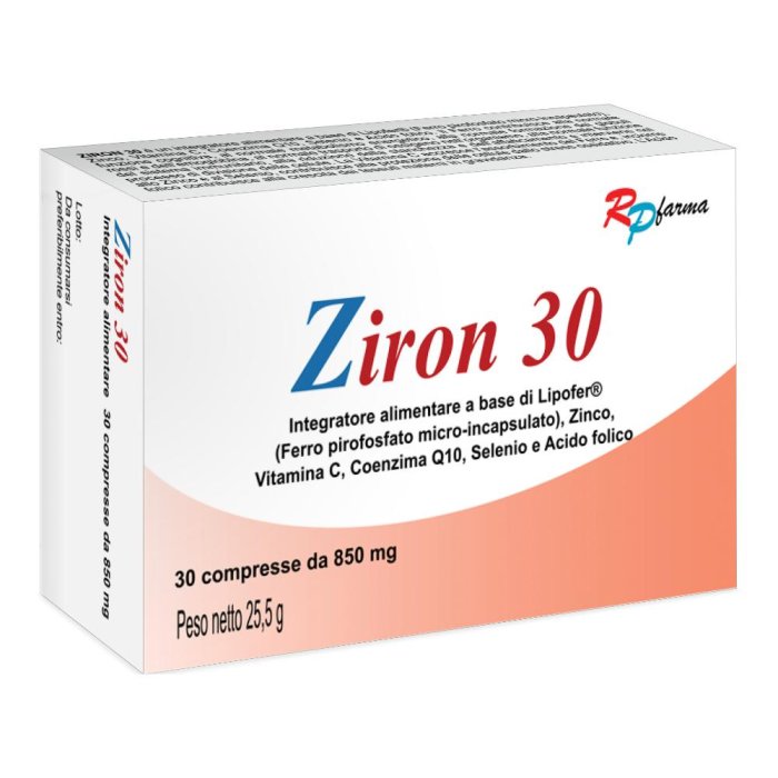 ZIRON 30 Integratore di Ferro e Vitamine in Compresse - Confezione da 30 Compresse