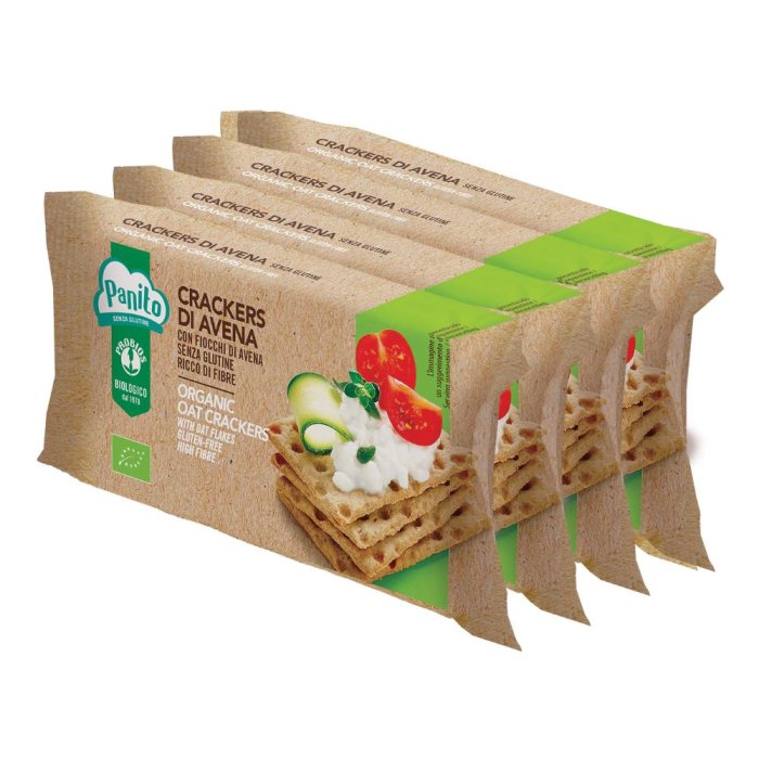 Probios Bio Crackers Avena 4x35 g - crackers di avena biologici senza lievito per snack leggeri
