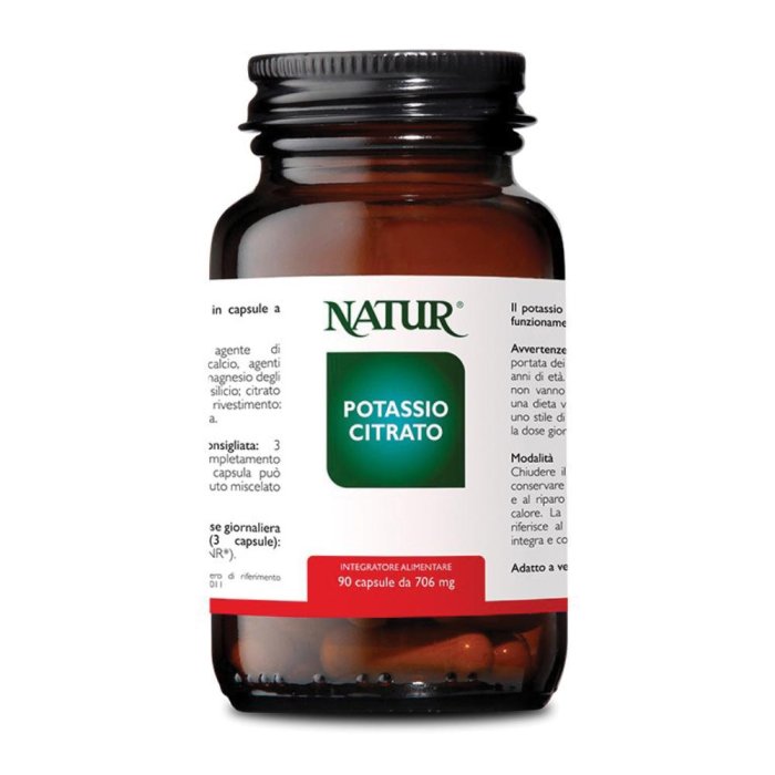 Natur Potassio Citrato Integratore Alimentare 90 Capsule per Equilibrio Elettrolitico e Muscolare