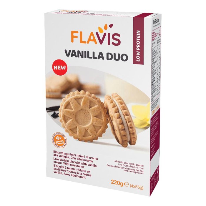 Flavis Vanilla Duo Biscotti Aproteici Ripieni di Vaniglia 220 g
