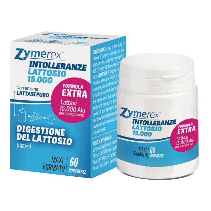 Zymerex Intolleranze Lattosio 15000 Integratore per la Digestione del Lattosio 60 compresse