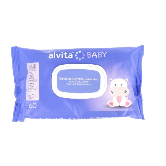 Alvita Baby - Pure Water Salviette Cambio Pannolino 60 salviettine
