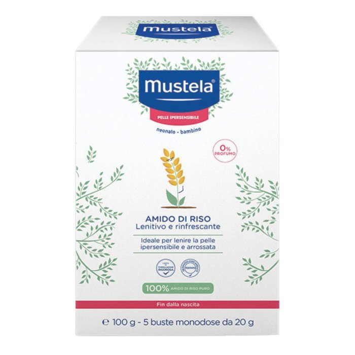 Mustela amido di riso lenitivo e rinfrescante 5 bustine 20 grammi
