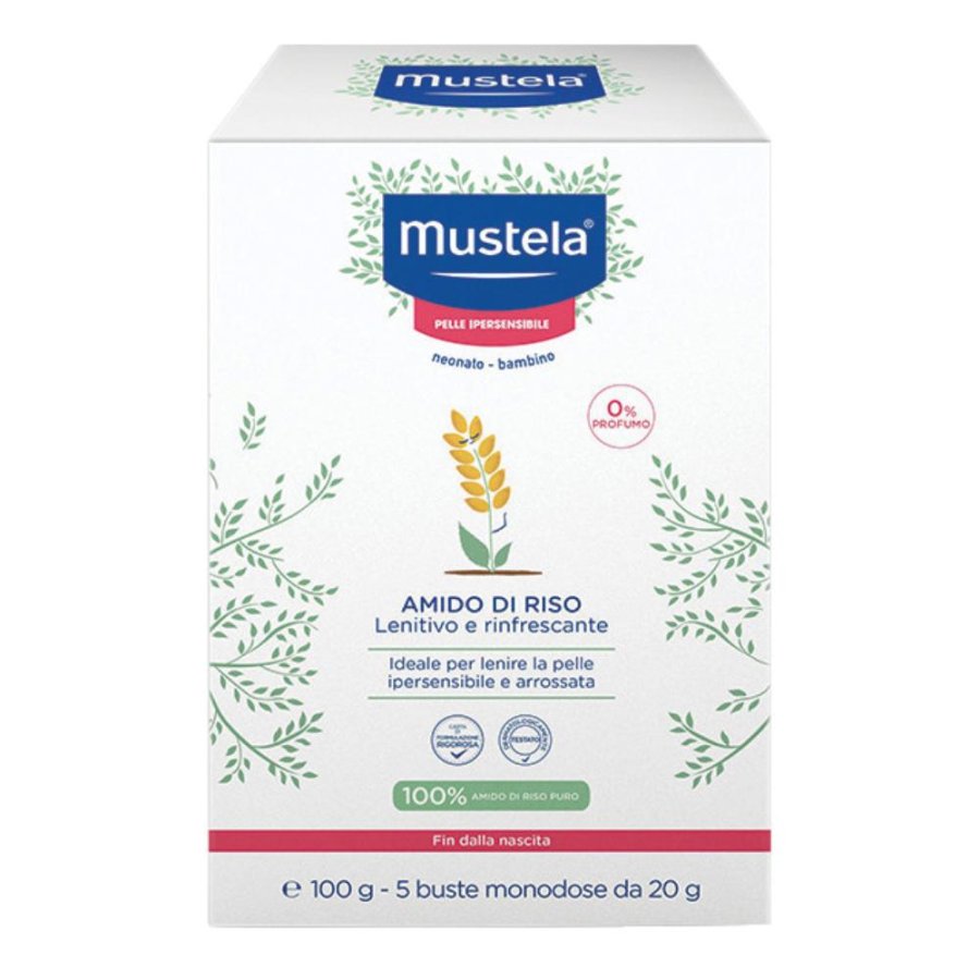 Mustela amido di riso lenitivo e rinfrescante 5 bustine 20 grammi Mustela amido di riso lenitivo e rinfrescante 5 bustine 20 grammi