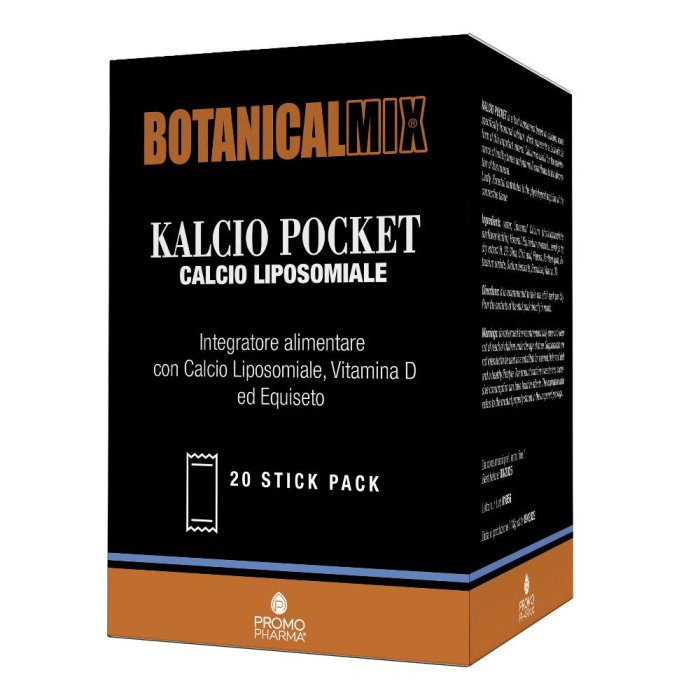 BOTANICALMIX Kalcio Pocket integratore di calcio liquido 20 flaconcini da 10 millilitri per benessere di ossa e denti