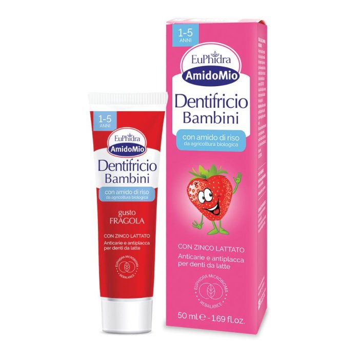 Euphidra AmidoMio - Dentifricio Fragola 1-5 Anni Anticarie e Antiplacca 50 ml