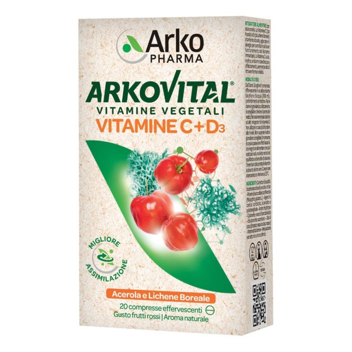 Arkopharma Arkovital - Vitamine C + D3 Integratore 20 compresse effervescenti