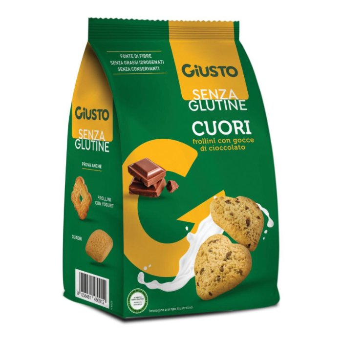 Giusto senza glutine cuori frollini con gocce di cioccolato 200 g