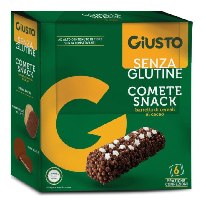 Giusto Senza Glutine Comete Snack Barretta Di Cereali Al Cacao (10gr a pezzo) 120 g