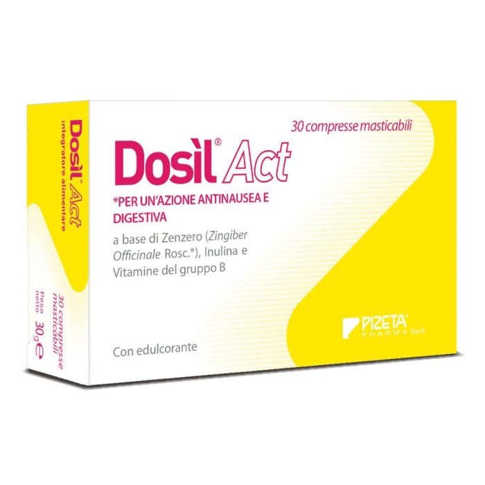 Dosil Act 30 Compresse Masticabili Integratore Antinausea e Antivomito con Zenzero