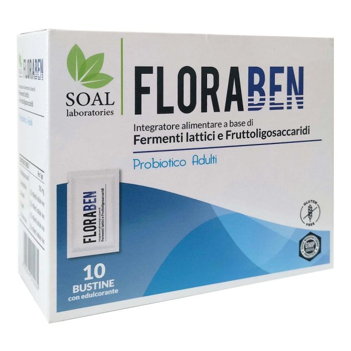 Floraben 10 bustine - integratore con fermenti lattici e fibre prebiotiche